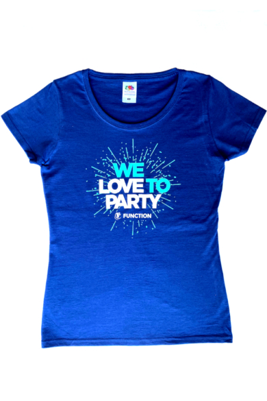 Function 2021 T-shirt, We love to party, Navy Blue, Women